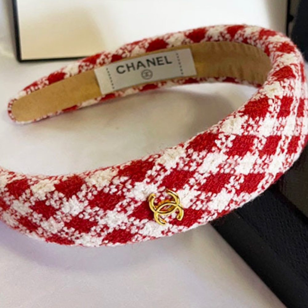 Tweed White & Red Headband NEW